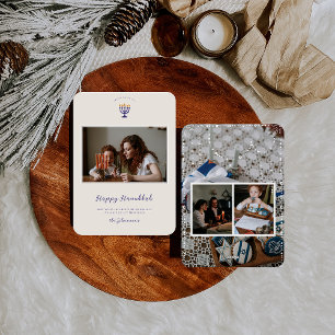 Cartes Pour Fêtes Annuelles Chandelier de Hanukkah élégant Photos de famille