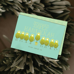 Cartes Pour Fêtes Annuelles Chandelier de Hanukkah Olives   Groupe Vert Sarcel