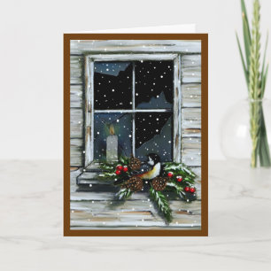 Cartes Pour Fêtes Annuelles Chandelle Chrismtas dans Vielle fenêtre de la gran