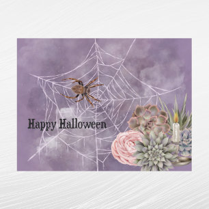 Cartes Pour Fêtes Annuelles Chandelle de Succulentes Toile d'Araignée Rose Ros