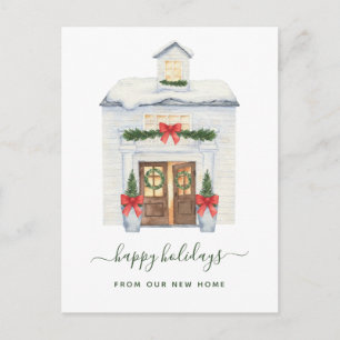 Cartes Pour Fêtes Annuelles Changement d'adresse   Maison de Noël Neige