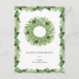 Cartes Pour Fêtes Annuelles Changement d'adresse   Vacances de Noël Pine Wire