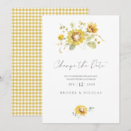 Cartes Pour Fêtes Annuelles Changement de Mariage d'aquarelle de tournesol jau