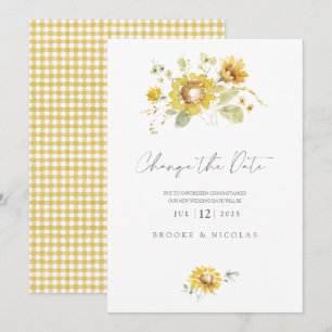 Cartes Pour Fêtes Annuelles Changement de Mariage d'aquarelle de tournesol jau