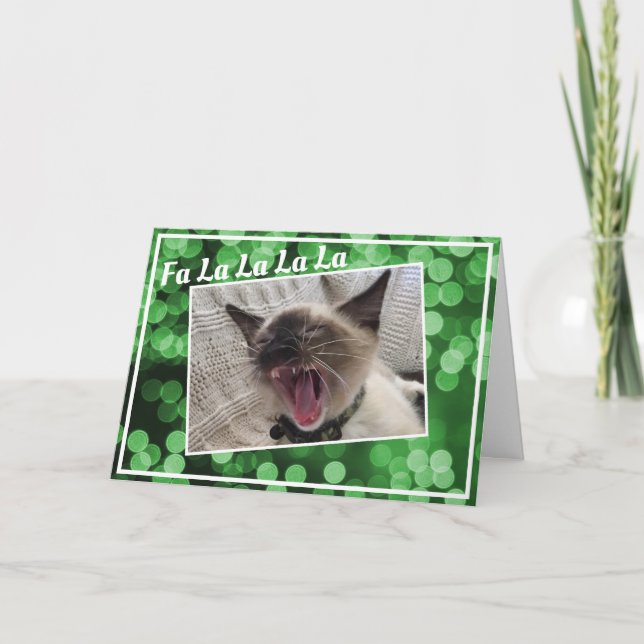 Cartes Pour Fêtes Annuelles Chant amusant Siamese Kitten Photo Noël (Devant)