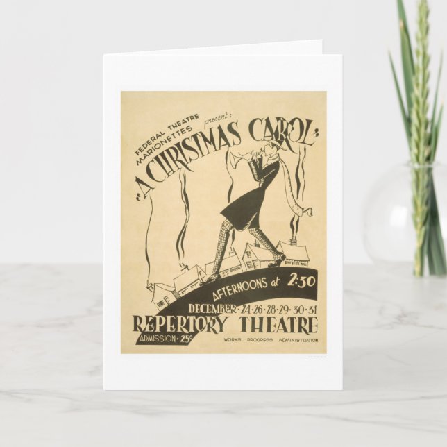 Cartes Pour Fêtes Annuelles Chant de Noël de Dickens WPA 1938 (Devant)