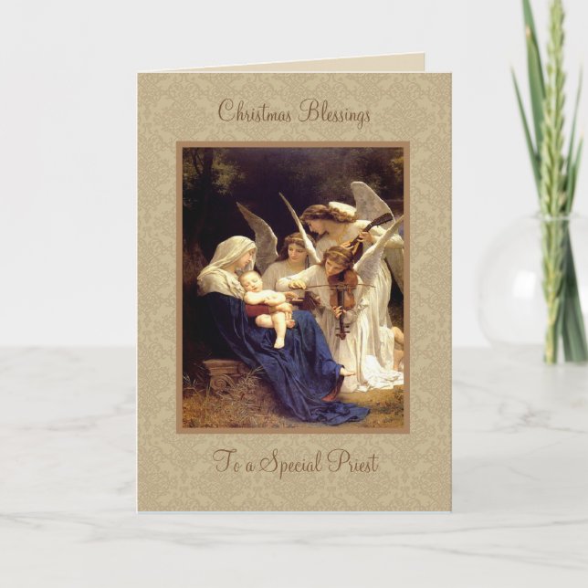 Cartes Pour Fêtes Annuelles Chant des Anges Religieux Béni Mère (Devant)