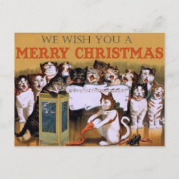 Cartes Pour Fêtes Annuelles Chant vintage Chats Noël Salutation