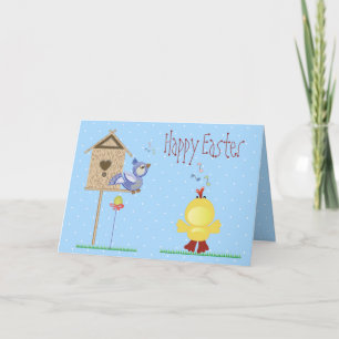Cartes Pour Fêtes Annuelles Chanter le poussin et l'oiseau de Pâques