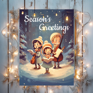 Cartes Pour Fêtes Annuelles Chanteurs de Noël Rétro du Milieu du Siècle Vintag