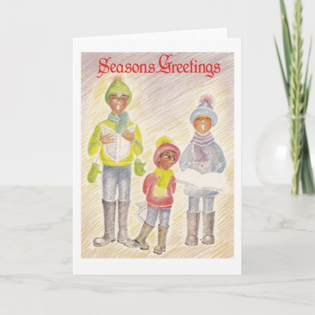 Cartes Pour Fêtes Annuelles chanteuse de carol mignonne (Devant)