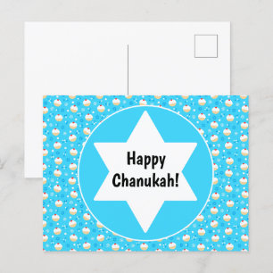 Cartes Pour Fêtes Annuelles Chanukah Jelly Doughnut Etoiles juives Snowflakes
