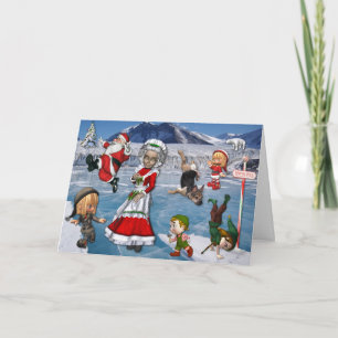 Cartes Pour Fêtes Annuelles Chaos au Pôle Nord, patinage de glace
