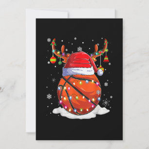 Cartes Pour Fêtes Annuelles Chapeau de Père Noël de Basketball Renne Lumières 