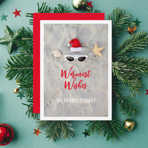 Cartes Pour Fêtes Annuelles Chapeau de Père Noël de plage Noël en juillet