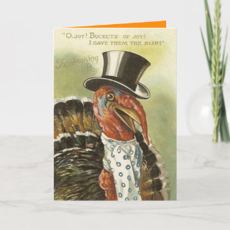 Cartes Pour Fêtes Annuelles Chapeau haut de forme de dinde souriante