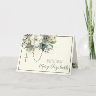 Cartes Pour Fêtes Annuelles Chapelet Floral Écriture Sainte Fête Religieuse