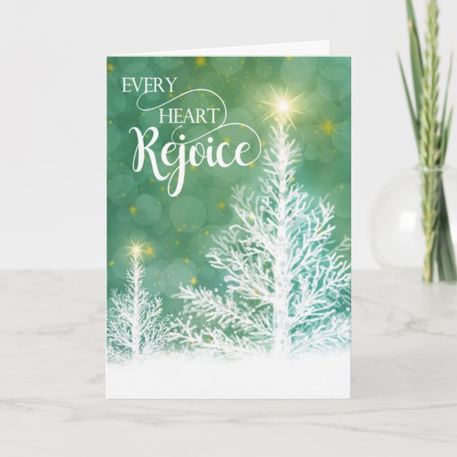 Cartes Pour Fêtes Annuelles Chaque Coeur Réjouissez Hiver Pin Religieux (Devant)