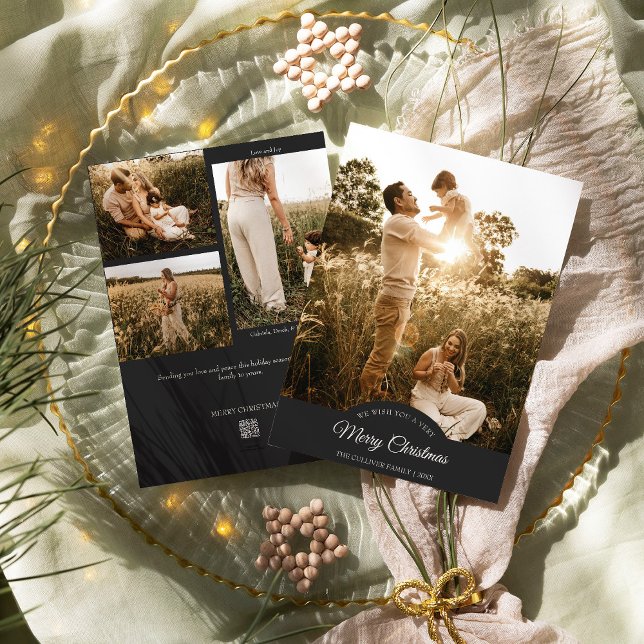 Cartes Pour Fêtes Annuelles Charbon Très Joyeux Noël Quatre Photo Vertical (Créateur téléchargé)