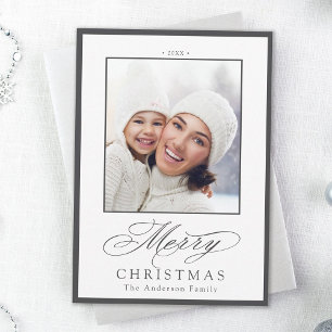 Cartes Pour Fêtes Annuelles Charcoal Design Joyeux Noël Photo Holiday