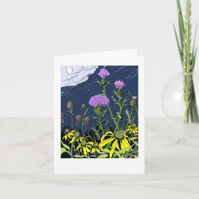 Cartes Pour Fêtes Annuelles Chardons et Coneflowers (Devant)