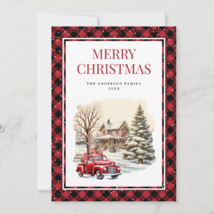 Cartes Pour Fêtes Annuelles Chariot rouge Buffalo jeté Joyeux Noël