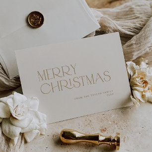 Cartes Pour Fêtes Annuelles CHARLIE Gold Easy Famille simple Joyeux Noël