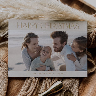 Cartes Pour Fêtes Annuelles CHARLIE Gold Modern Family Photo Joyeux Noël