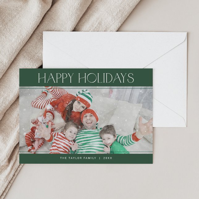 Cartes Pour Fêtes Annuelles CHARLIE Green Happy Holidays Noël Photo Noël (CHARLIE Green Happy Holidays Xmas Photo Christmas Holiday Card)