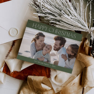 Cartes Pour Fêtes Annuelles CHARLIE Green Modern Family Photo Joyeux Noël