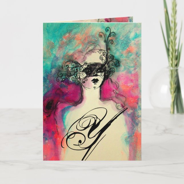 Cartes Pour Fêtes Annuelles CHARM MONOGRAM / Célébration du Nouvel An (Devant)