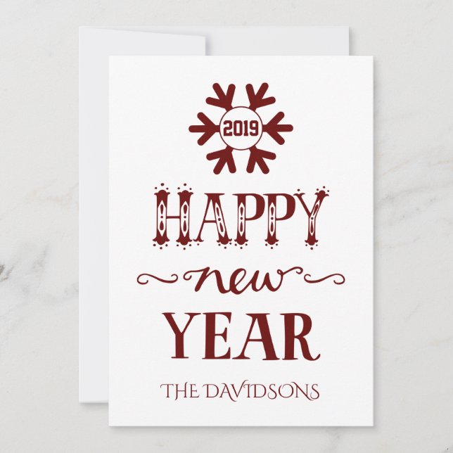 Cartes Pour Fêtes Annuelles Charm Rouge et blanc Bonne année (Devant)