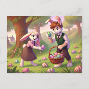 Cartes Pour Fêtes Annuelles Charmant lapin Chasse aux Oeufs de Pâques