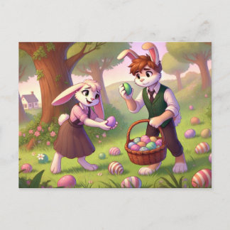 Cartes Pour Fêtes Annuelles Charmant lapin Chasse aux Oeufs de Pâques