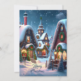 Cartes Pour Fêtes Annuelles Charmant village de Noël enneigé