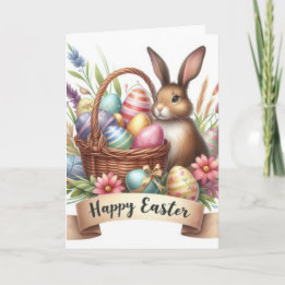 Cartes Pour Fêtes Annuelles Charmante Panier lapin Illustration Pâques