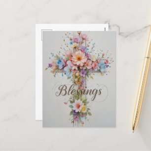 Cartes Pour Fêtes Annuelles Charmantes croix de Pâques florales