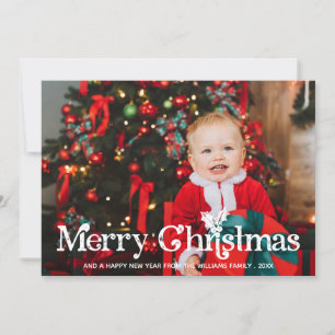 Cartes Pour Fêtes Annuelles Charme Holly Typographie Joyeux Noël Photo