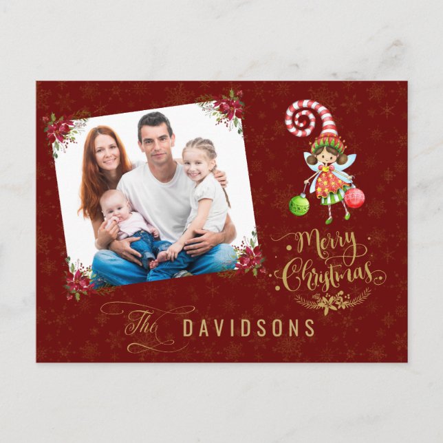 Cartes Pour Fêtes Annuelles Charme Joyeux Noël Fée Famille Photo (Devant)