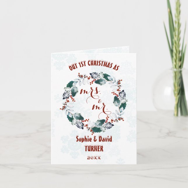Cartes Pour Fêtes Annuelles Charme Notre première couronne d'hiver de Noël (Devant)