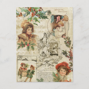 Cartes Pour Fêtes Annuelles Charming Vintage Noël Ephemera Collage