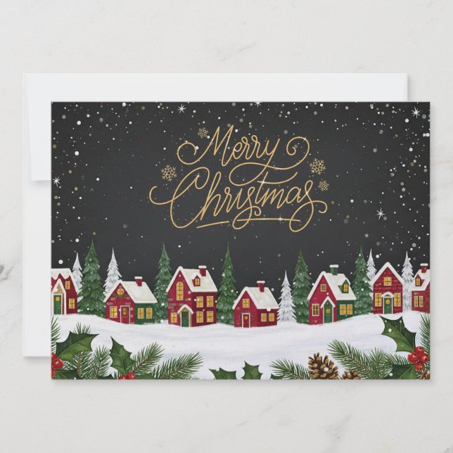 Cartes Pour Fêtes Annuelles Charming winter village Merry Christmas card (Devant)