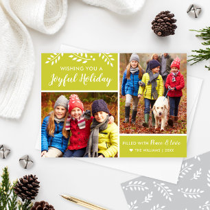 Cartes Pour Fêtes Annuelles Chartreuse moderne Joyful Holiday Photo Collage