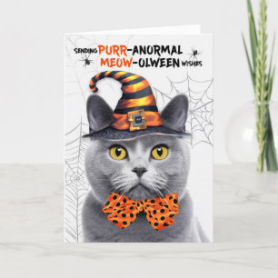 Cartes Pour Fêtes Annuelles Chartreux Halloween Chat PURRanormal MEOWolween
