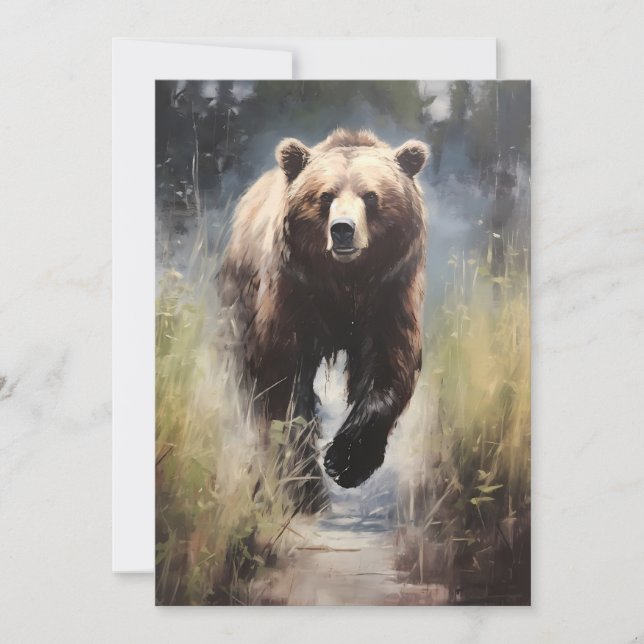 Cartes Pour Fêtes Annuelles Chasse à l'ours grizzli le long du ruisseau (Devant)