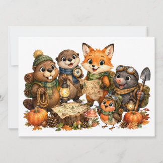 Cartes Pour Fêtes Annuelles Chasse au trésor des animaux mignons de la forêt a