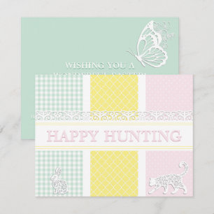 Cartes Pour Fêtes Annuelles Chasse aux chats Bunny Pâques Amusants Pastel Pâqu
