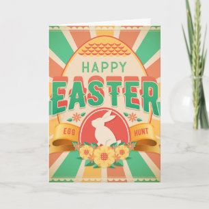 Cartes Pour Fêtes Annuelles Chasse aux oeufs de Pâques rétro