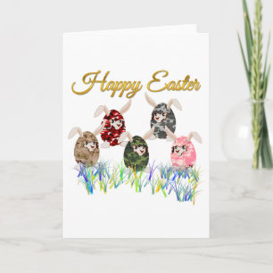 Cartes Pour Fêtes Annuelles Chasse heureuse à oeufs de lapin de chocolat de