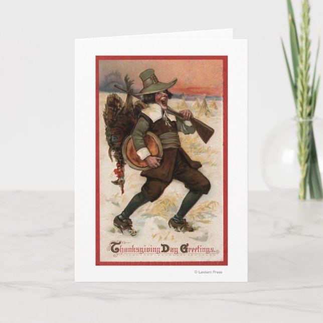 Cartes Pour Fêtes Annuelles Chasseur très heureux de la Turquie (Devant)
